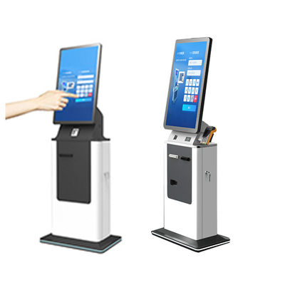 comprar Quiosque de pagamento de 27 polegadas e 32 polegadas para check-in em hotéis, tela sensível ao toque, autoatendimento, quiosques de pagamento com scanner de passaporte, pagamento em dinheiro, máquina de impressão de bilhetes online manufacture