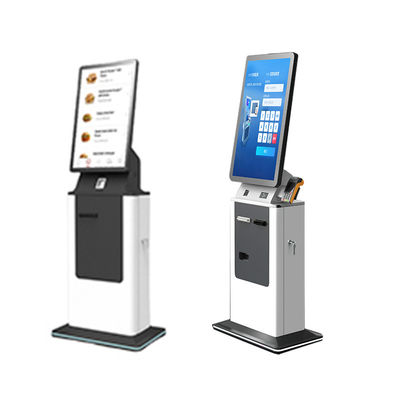 comprar 27 32 polegadas LCD touch screen Self-service Payment Kiosk Acetador de dinheiro Dispensador de cartão Scanner de passaporte Hotel Check in Kiosk online manufacture