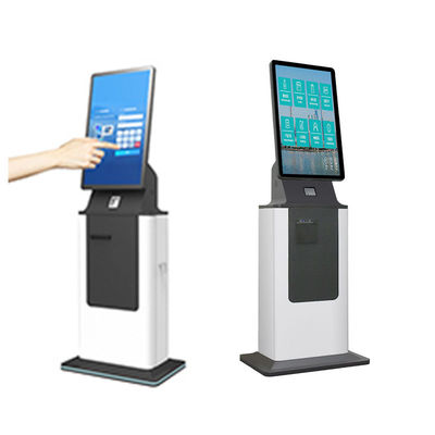 comprar Quiosque de autoatendimento para check-in de hotel com tela sensível ao toque de 27/32 polegadas, aceita dinheiro e moedas, com impressora de tickets e dispensador de cartões, quiosque de autoatendimento para pagamento em dinheiro online manufacture