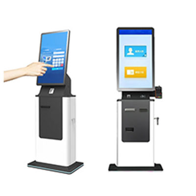 comprar 27/32 Inch Hotel Hospital Cheque Dispensador de cartão de autoatendimento Scanner de passaporte Impressora de bilhetes Aceitador de dinheiro Quiosque de pagamento SDK online manufacture
