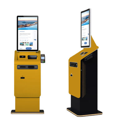 comprar Quiosque de pagamento de autoatendimento Android/Win de 27/32 polegadas OEM com tela sensível ao toque, impressora A4/leitor QR/dispensador de dinheiro e reciclador de moedas online manufacture