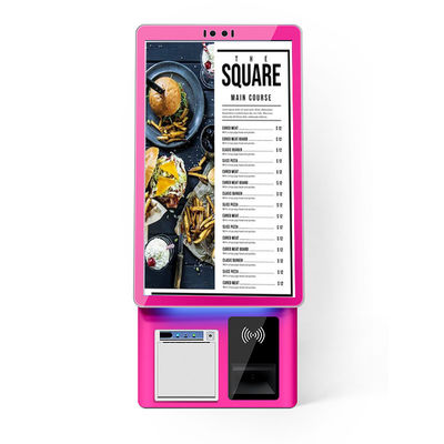 comprar 21.5 Inch Fast Food Self Service Payment Kiosk Floor Stand Machine Interactive Automatic Touch Screen Kiosk With POS Software online manufacture