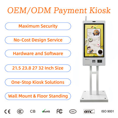comprar 21.5 23.8 27 32 Inch Mount Wall Self Service Pedido Kiosque Restaurante Touch Screen Terminal de Pagamento Self Service NFC QR Code online manufacture