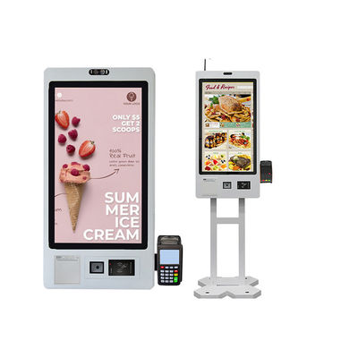 Quiosque de tela sensível ao toque LCD vertical de 32 polegadas para restaurante McDonald'S Impressora térmica com tela sensível ao toque
