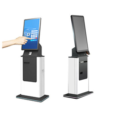 27 32.Inch Terminal de Pagamento Piso Stand Self-Service Touch Screen Scanner Passaporte Impressora de bilhetes Hotel Cheque no quiosque de pagamento