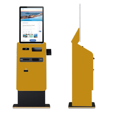 Quiosque de troca de moeda de autoatendimento amigável para o usuário com distribuidor de dinheiro e scanner de código QR
