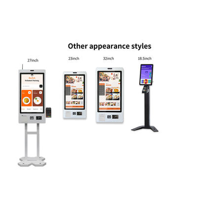 27 polegadas Lcd touch screen Self-service Payment Kiosk Qr Scanner / Nfc Reader Encomenda Impressão