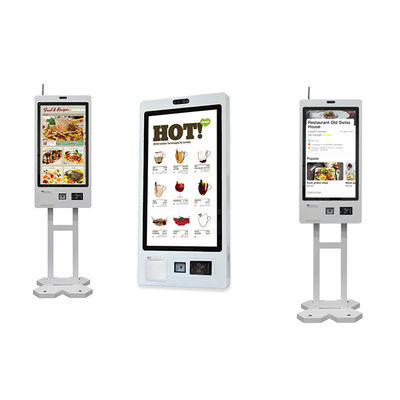 Quiosque de pedidos de autoatendimento com logotipo personalizado com impressão de bilhetes / scanner QR