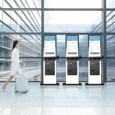 27' Self Hotel Airport Check-In Kiosk Impressora com depósito em dinheiro e função ATM